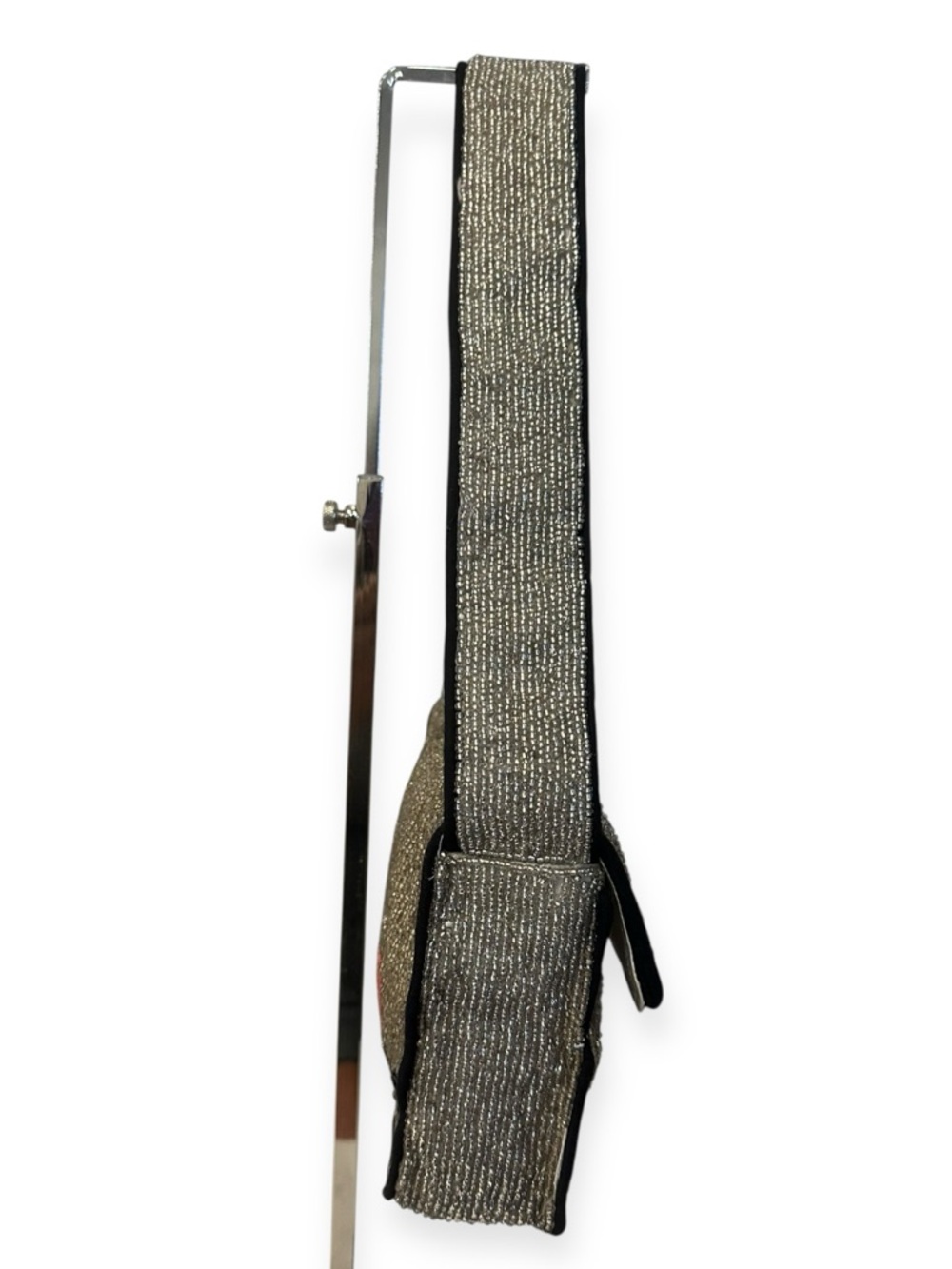 NEW Beaded Sushi Motif Shoulder Bag in Metallic Silver - Picture 3 of 4
